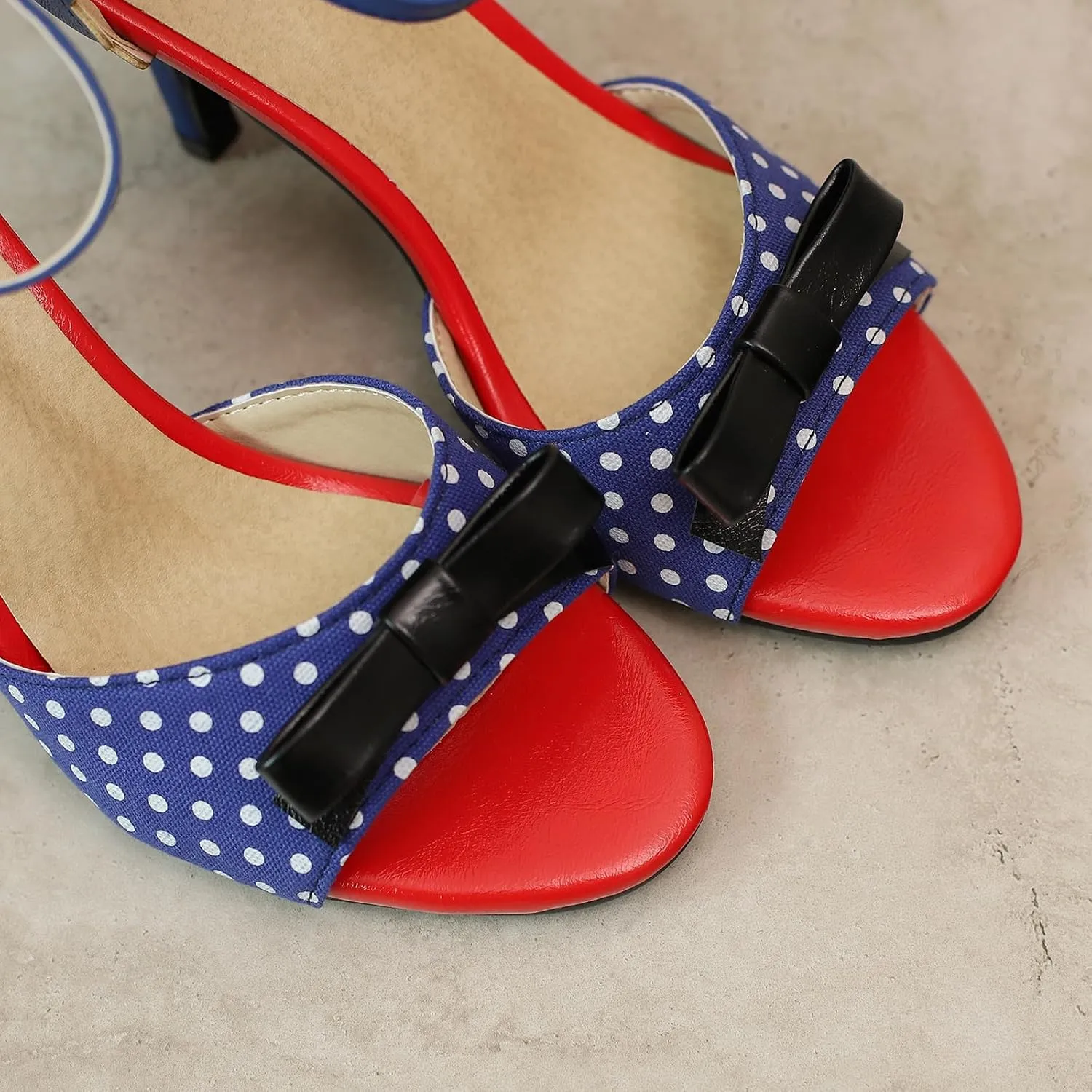 Women's Bow Polka Dot sLace Stiletto High Heels Sandals