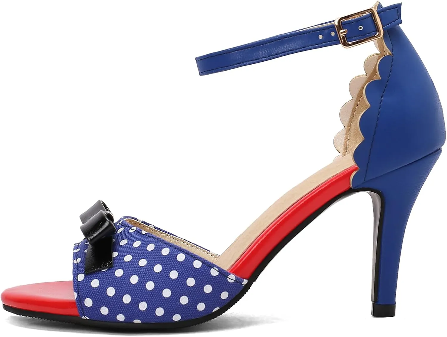 Women's Bow Polka Dot sLace Stiletto High Heels Sandals