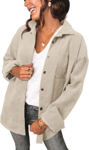 Women's Brushed Plaid Shirts Long Sleeve Flannel Lapel Button Down Cardigan Boyfriend Shacket Jacket Coats
