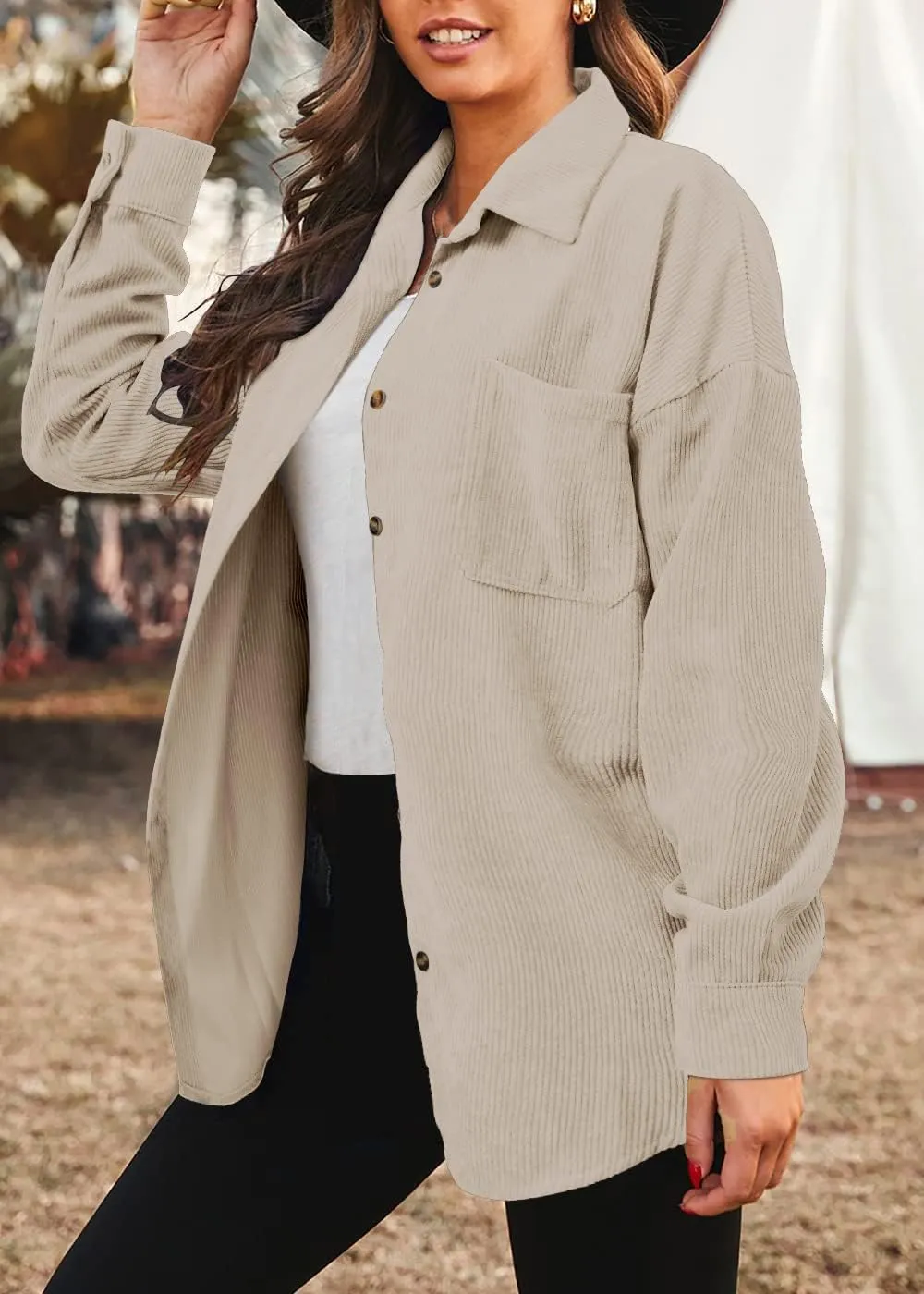 Women's Brushed Plaid Shirts Long Sleeve Flannel Lapel Button Down Cardigan Boyfriend Shacket Jacket Coats