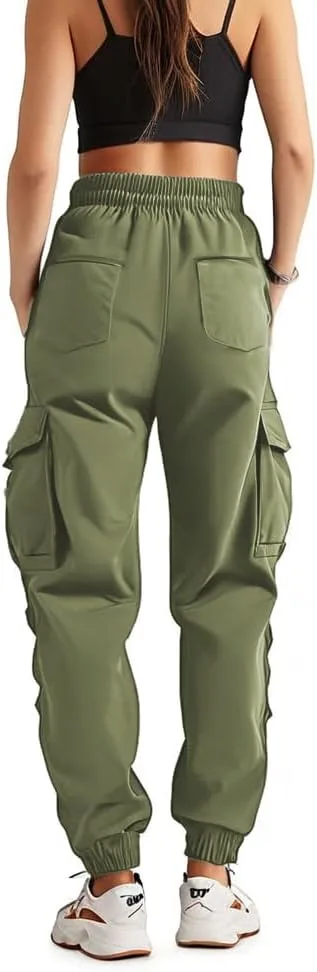 Women's Cargo Jogger Camo Pants with Pockets High Waist Slim Casual Tapered Camouflage Combat Hiking Pants