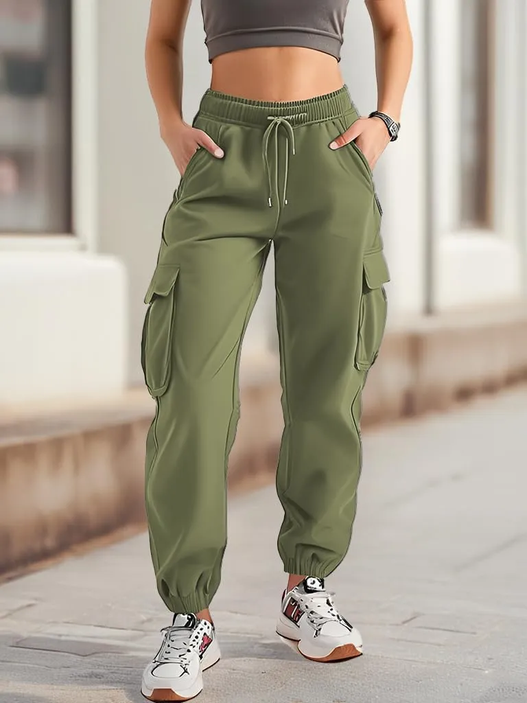 Women's Cargo Jogger Camo Pants with Pockets High Waist Slim Casual Tapered Camouflage Combat Hiking Pants