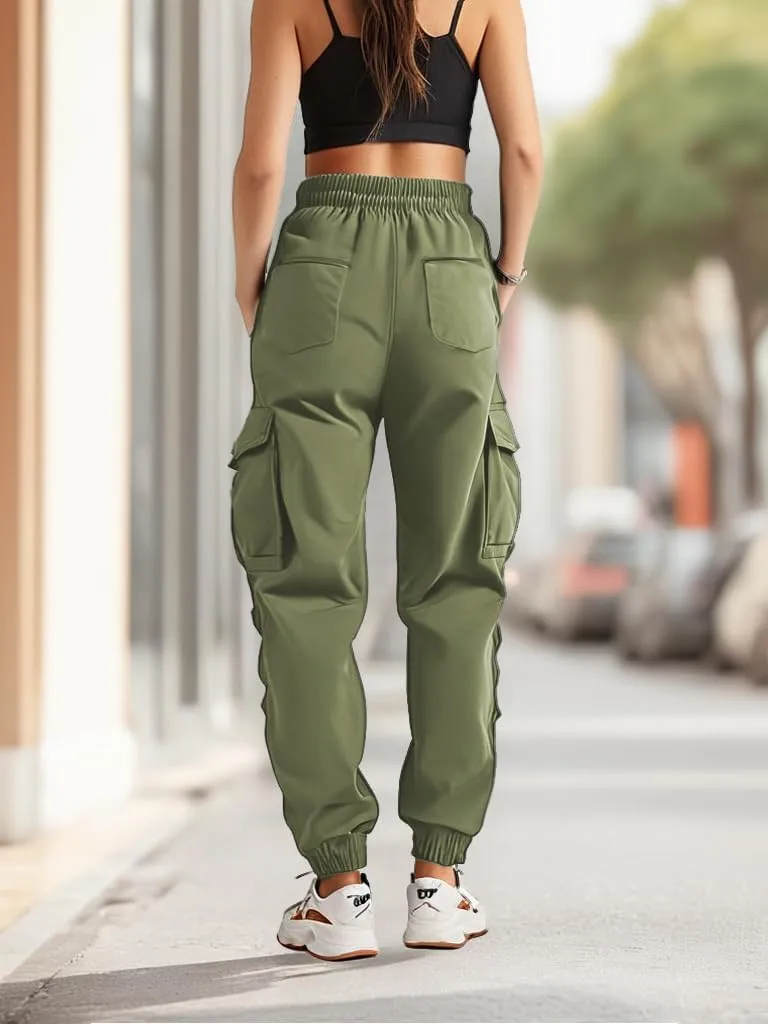 Women's Cargo Jogger Camo Pants with Pockets High Waist Slim Casual Tapered Camouflage Combat Hiking Pants