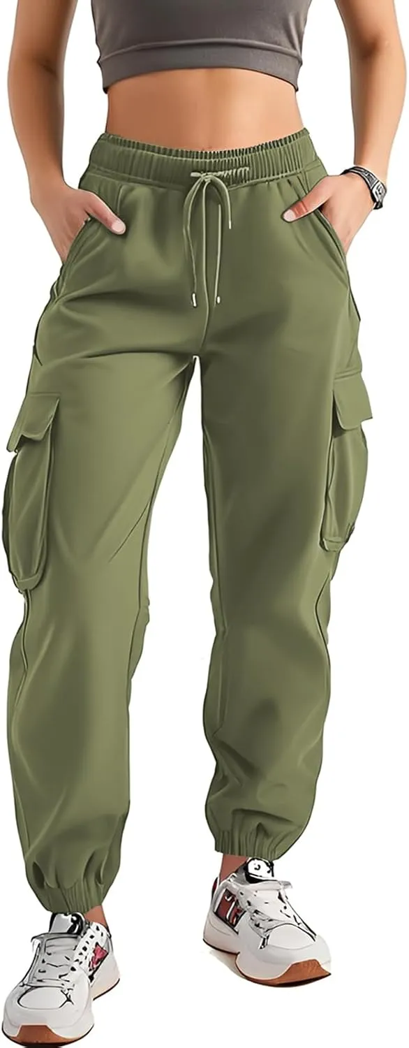 Women's Cargo Jogger Camo Pants with Pockets High Waist Slim Casual Tapered Camouflage Combat Hiking Pants