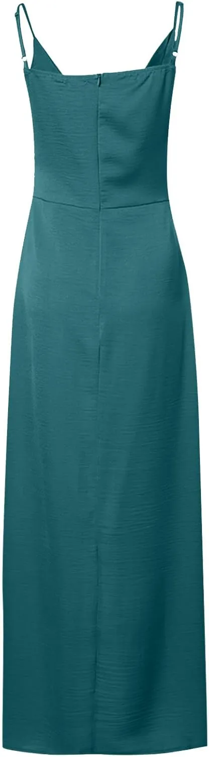 Womens Casual Summer Dresses Crisscross V-Neck Strap Formal Party Dress 2025 Solid Color Tummy Control Sundress