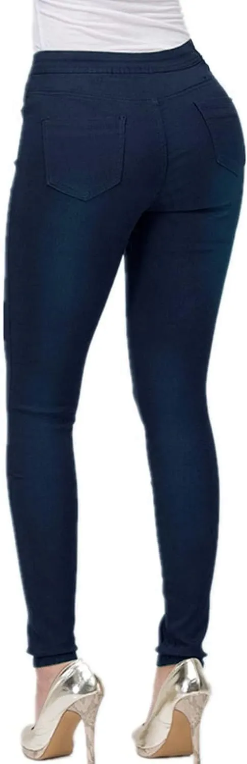 Womens Casual Tight Jeans Trendy Skinny High Waisted Slim Small Feet Denim Pants Work Office Business Lounge Trousers