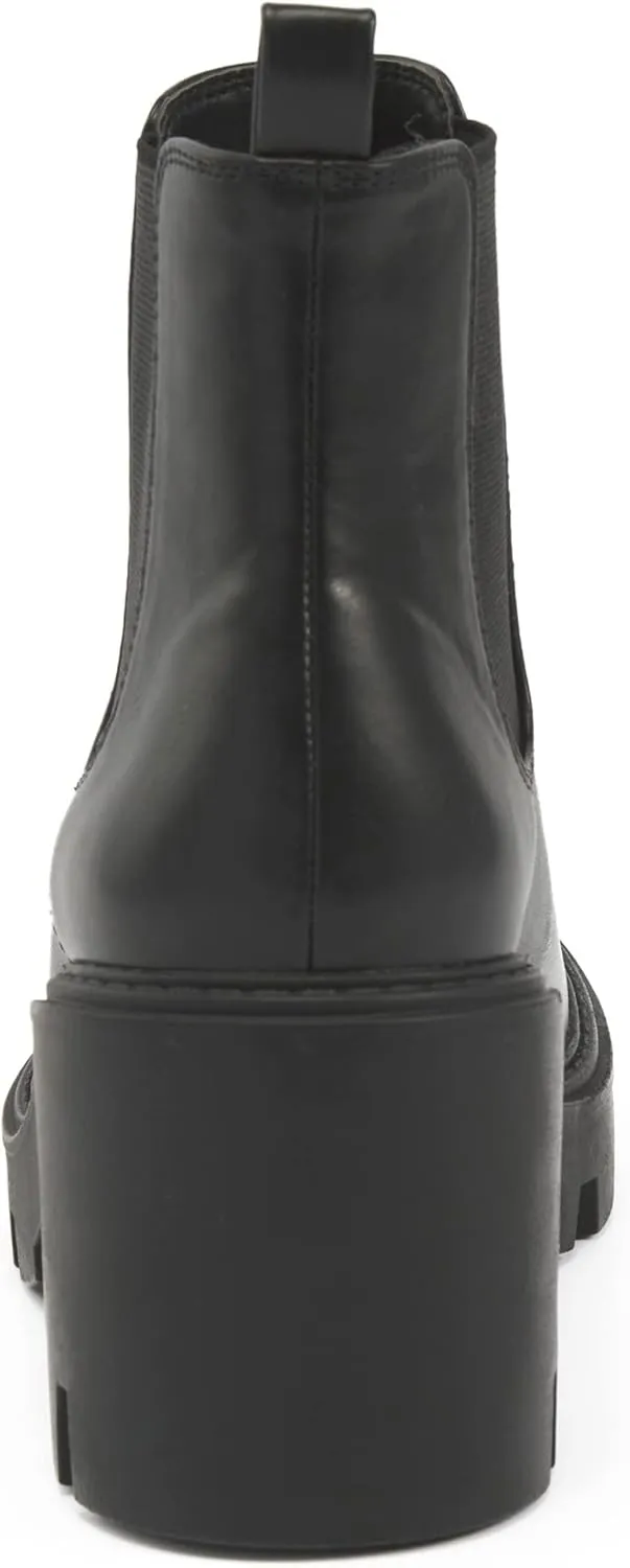 Women's Chelsea Boots Fashion Platform High Heel Ankle Booties Round Toe Casual Elastic Chunky Block Heel Boots