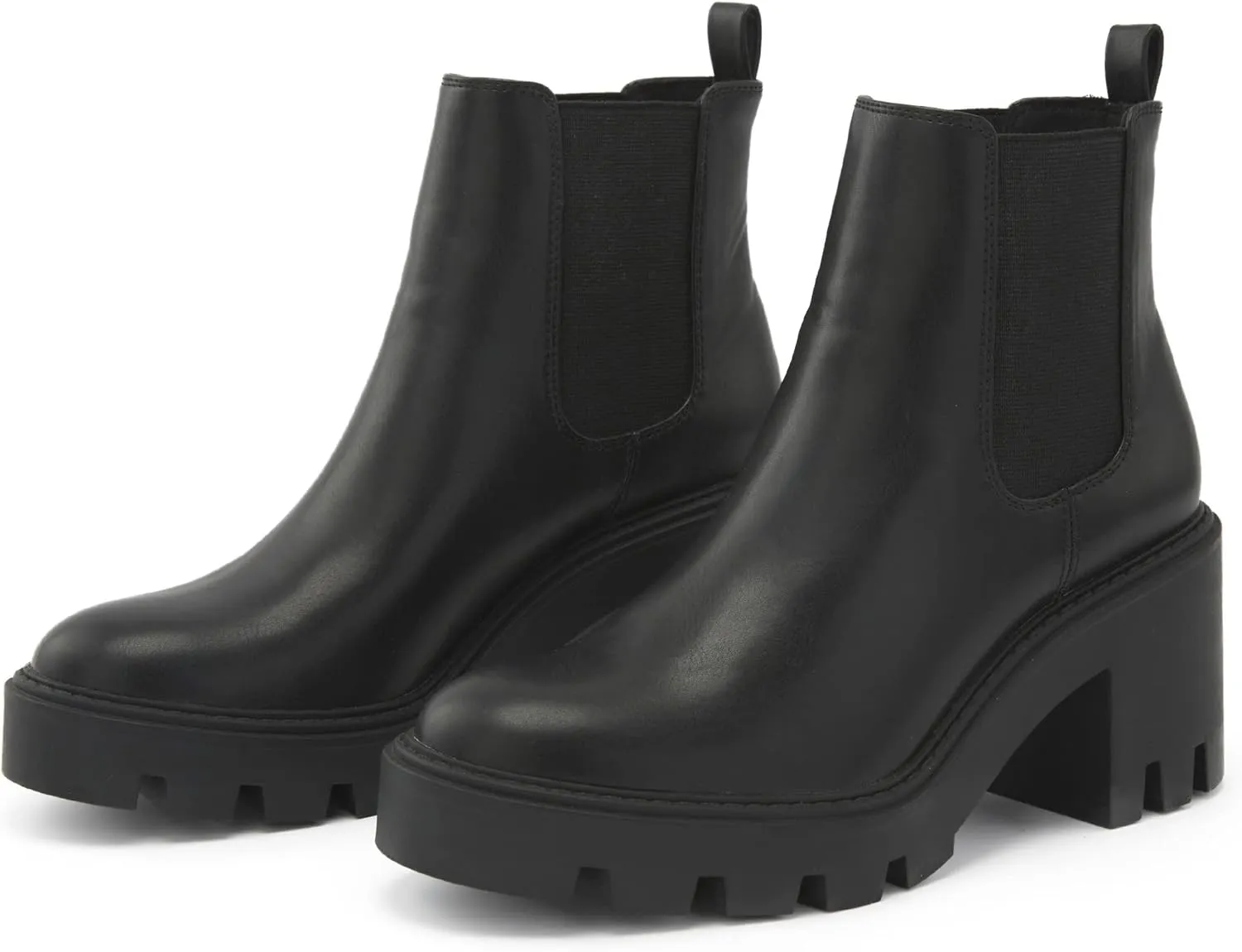 Women's Chelsea Boots Fashion Platform High Heel Ankle Booties Round Toe Casual Elastic Chunky Block Heel Boots