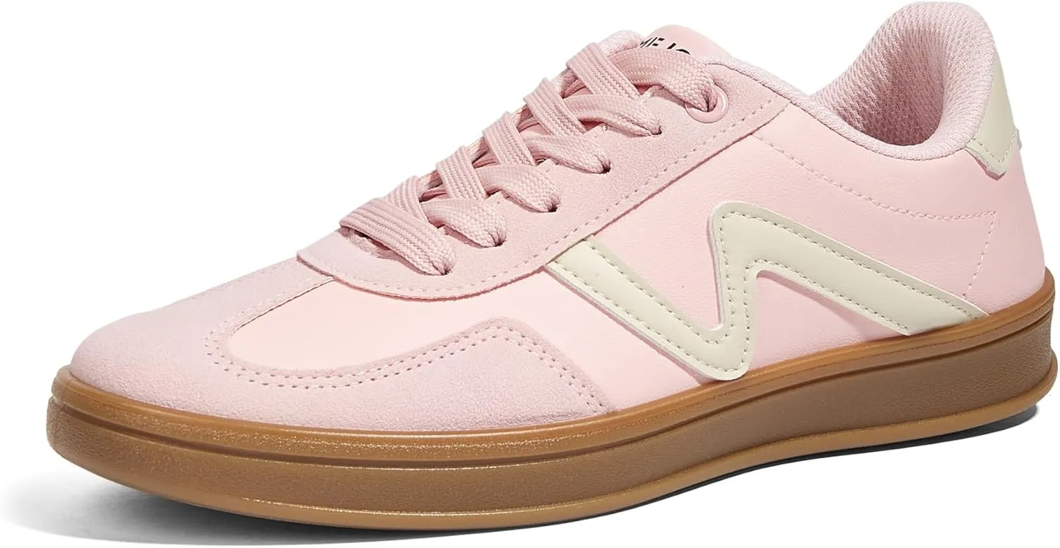 Women's Classic Retro Fashion Sneakers with Gum Sole Trendy Low Top Casual Shoes for Daily Wear, Walking & Outfits