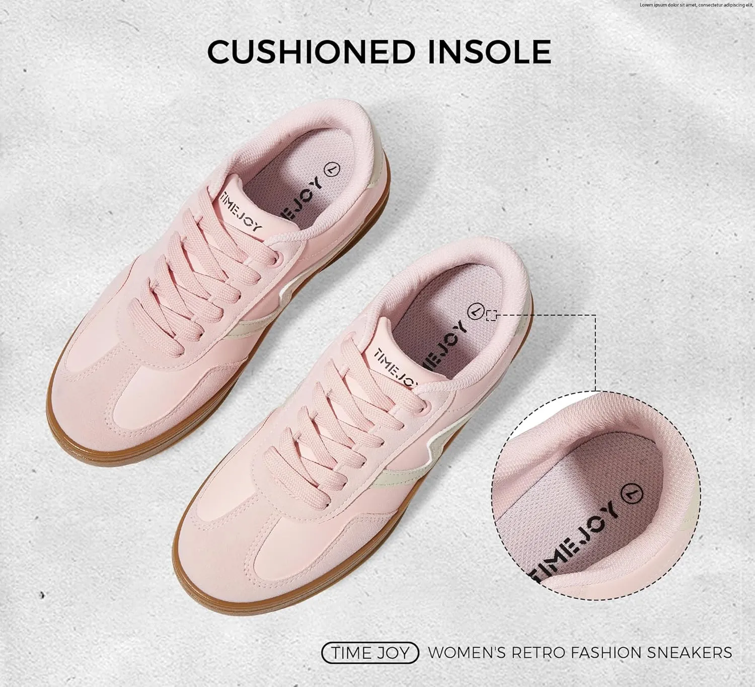 Women's Classic Retro Fashion Sneakers with Gum Sole Trendy Low Top Casual Shoes for Daily Wear, Walking & Outfits