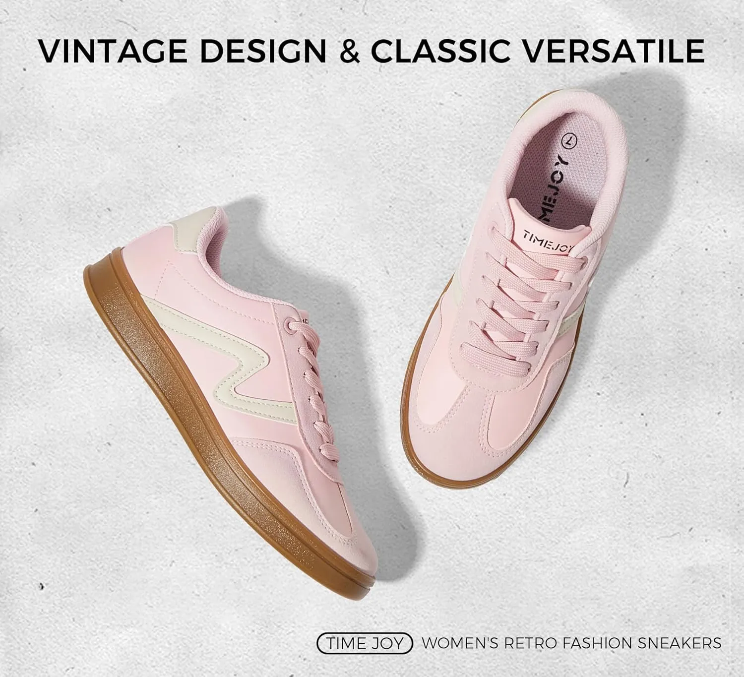 Women's Classic Retro Fashion Sneakers with Gum Sole Trendy Low Top Casual Shoes for Daily Wear, Walking & Outfits