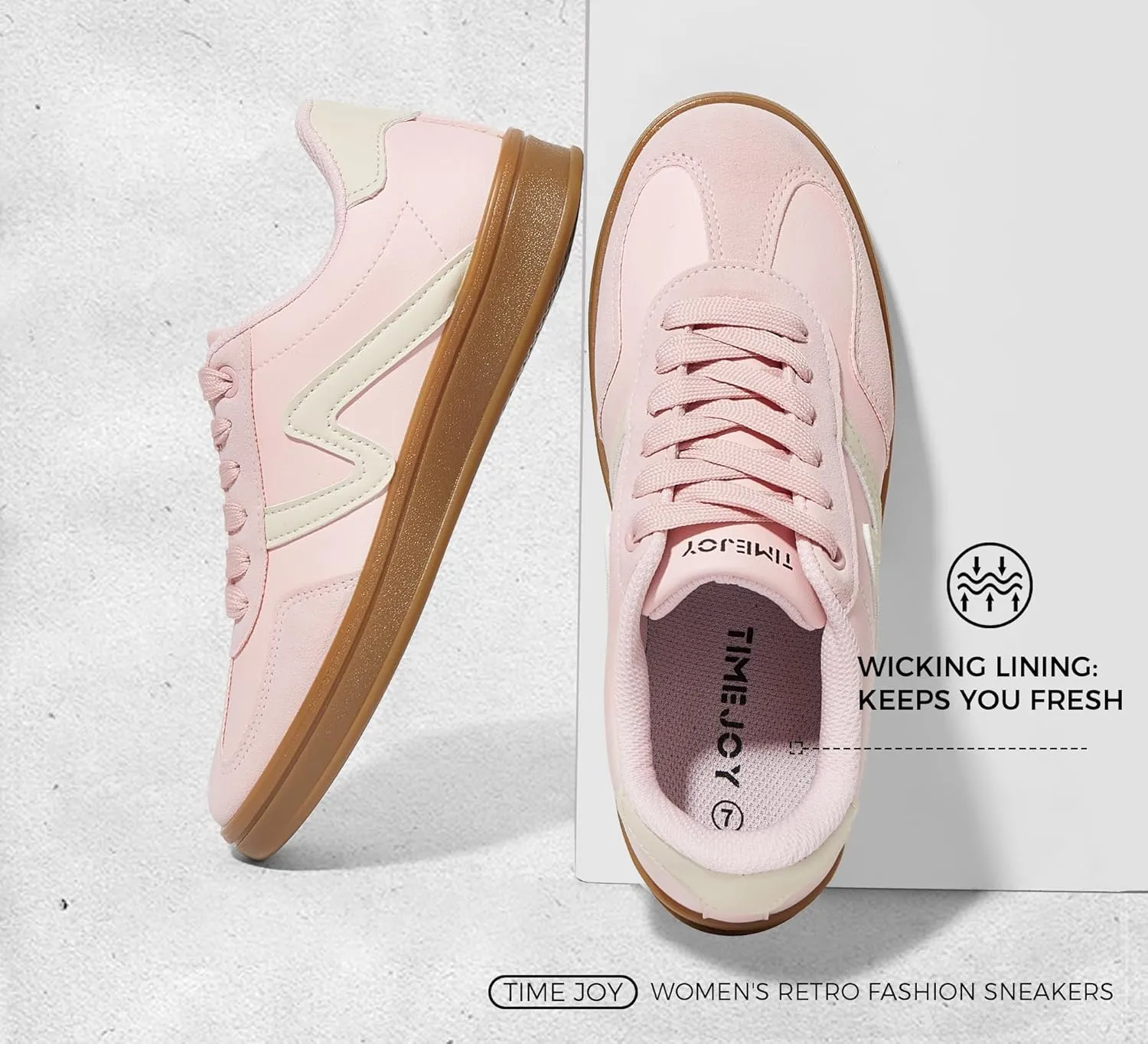 Women's Classic Retro Fashion Sneakers with Gum Sole Trendy Low Top Casual Shoes for Daily Wear, Walking & Outfits