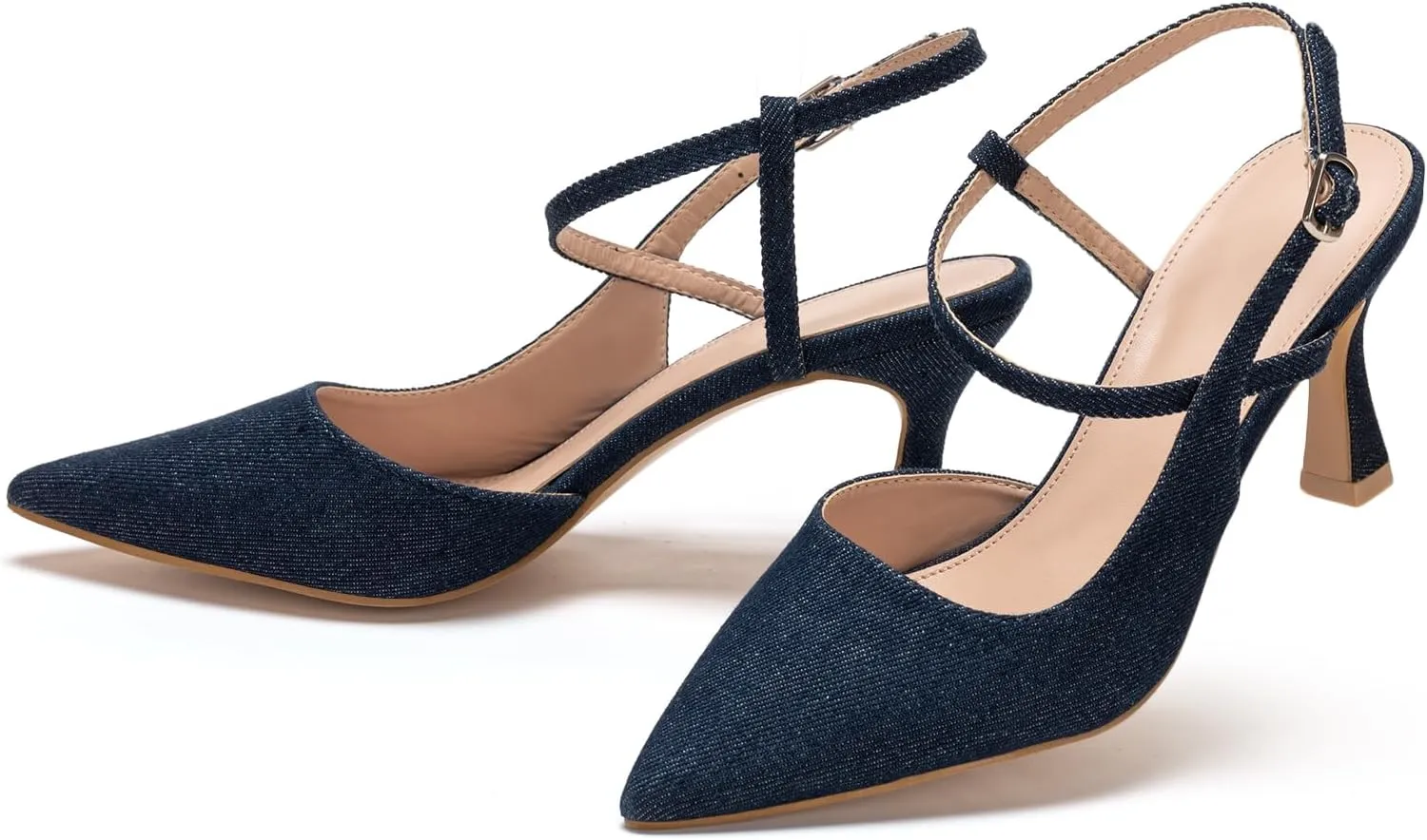 Women's Close Pointed Toe Strappy High Heels Stiletto Slingback Pumps Elegant D'Orsay Dress Wedding Party Shoes