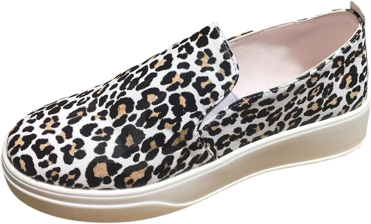 Womens Cow Print Shoes Denim Canvas Sneakers Leopard Walking Shoes Casual Comfortable Slip on Flat Loafers Lace-Up Outdoor Shoes
