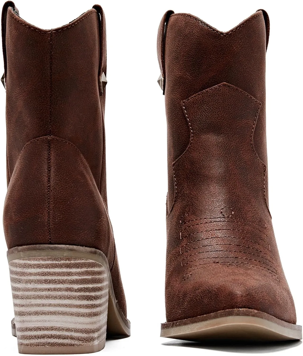 Women's Cowboy Ankle Boots Western Cowgirl Chunky Heeled Booties Classic Casual Comfortable Low Mid Heel Short Boots for Women.