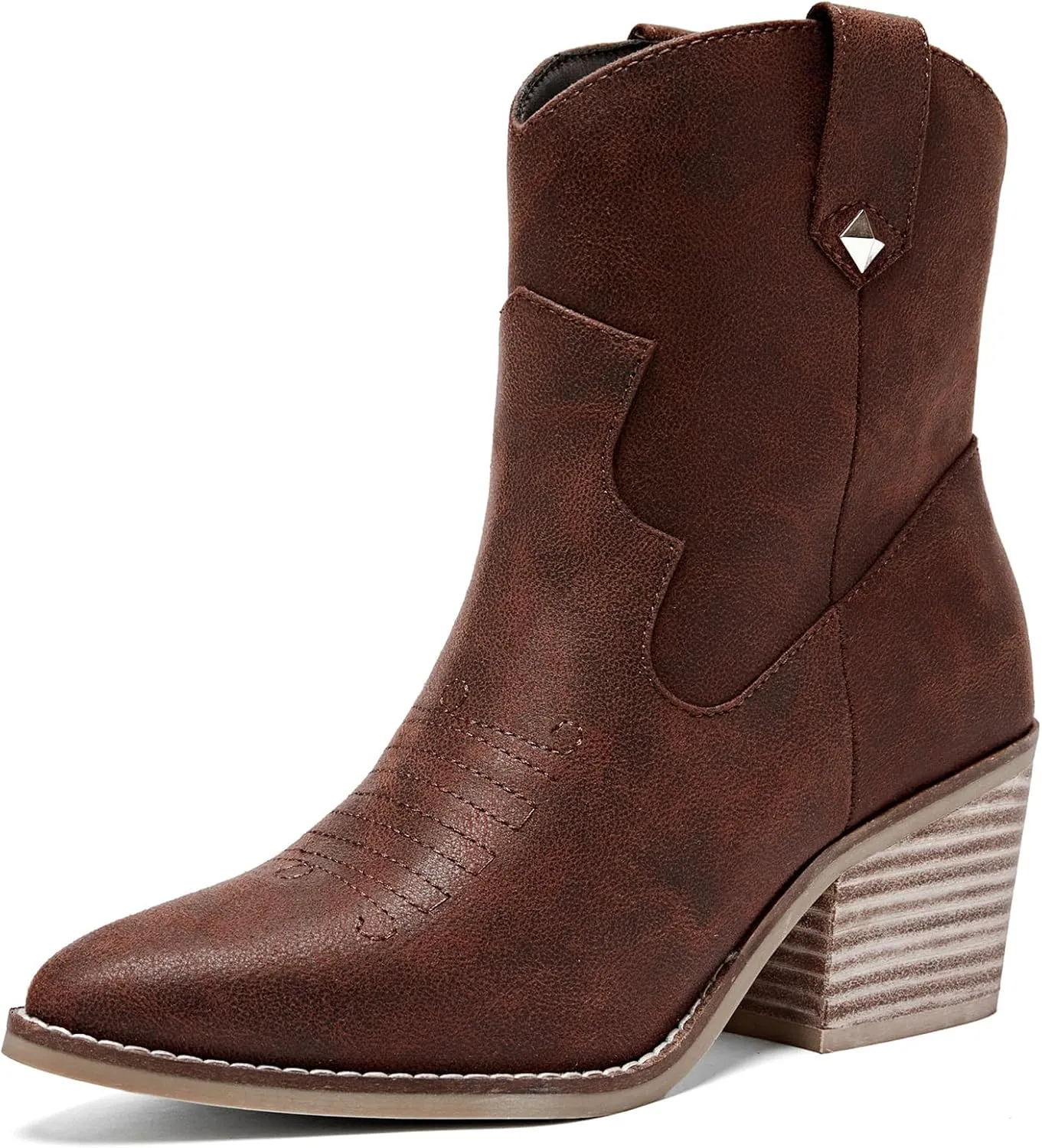 Women's Cowboy Ankle Boots Western Cowgirl Chunky Heeled Booties Classic Casual Comfortable Low Mid Heel Short Boots for Women.