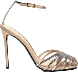 Women's Crystal Satin Sandals, Round Toe Ankle Strap Wedding