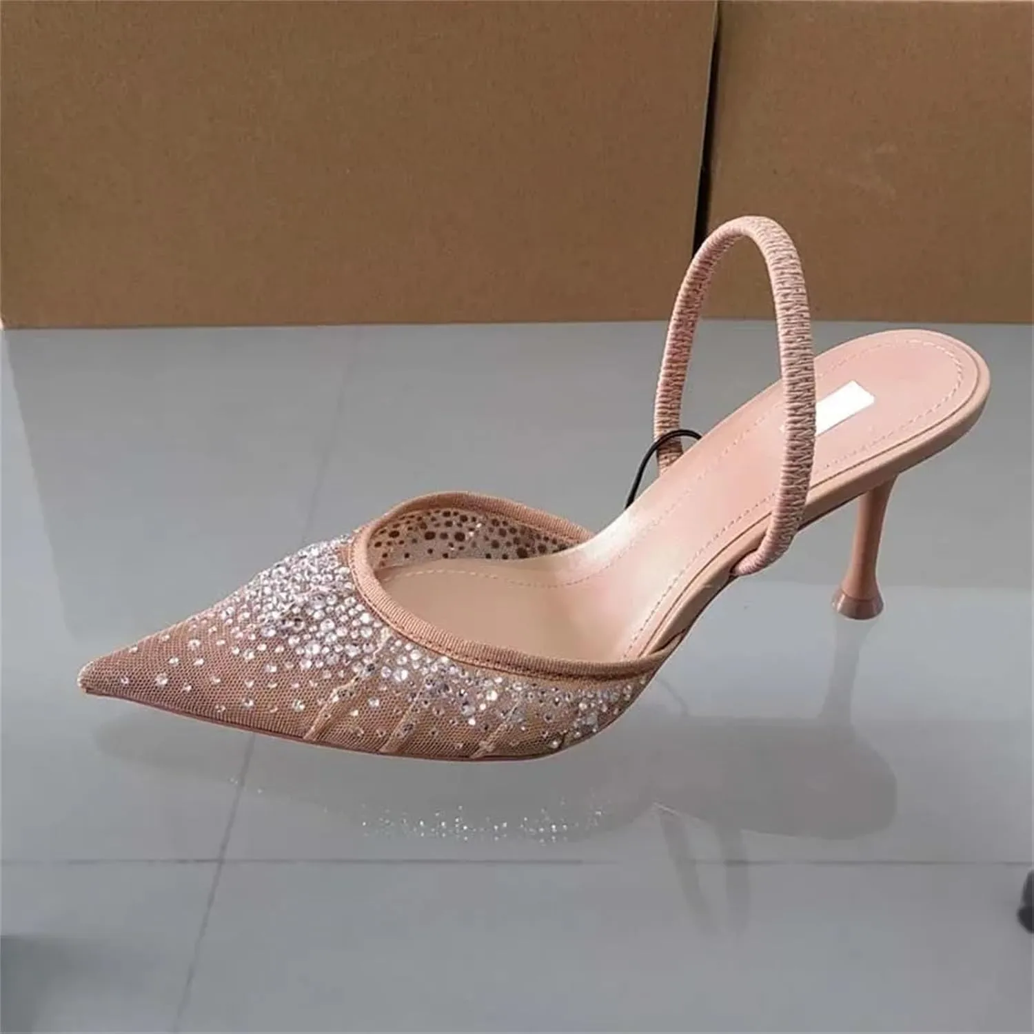 Women's Diamond Mesh Sandals, Slingback Party Heels