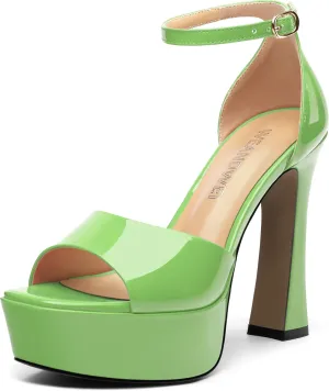 Women's Fashion High Heel Square Toe Platform Sandals, Open Toe Ankle Strap Sandals for women, Elegant and Comfortable Date Party Banquet Dress Shoes