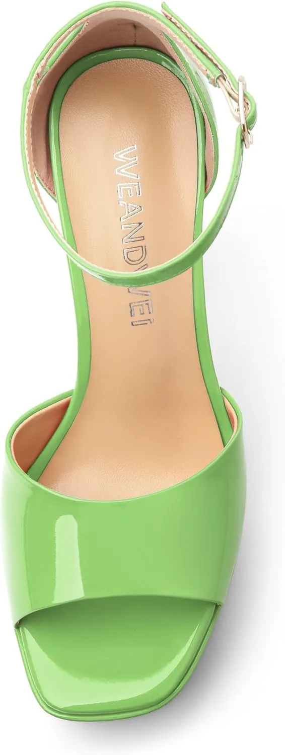 Women's Fashion High Heel Square Toe Platform Sandals, Open Toe Ankle Strap Sandals for women, Elegant and Comfortable Date Party Banquet Dress Shoes