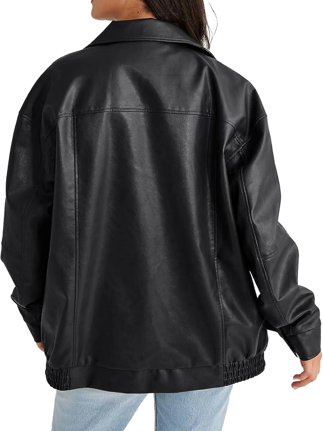 Womens Faux Leather Jackets Oversized Motorcycle Jacket Bomber Coats Fashion Outfits Spring Clothes