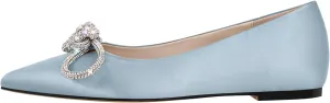 Women's Flats with Rhinestone Bow Pointed Toe Flats for Women Clear Flat