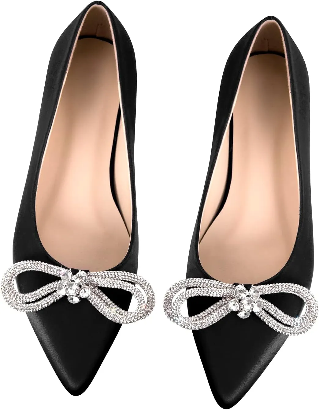 Women's Flats with Rhinestone Bow Pointed Toe Flats for Women Clear Flat