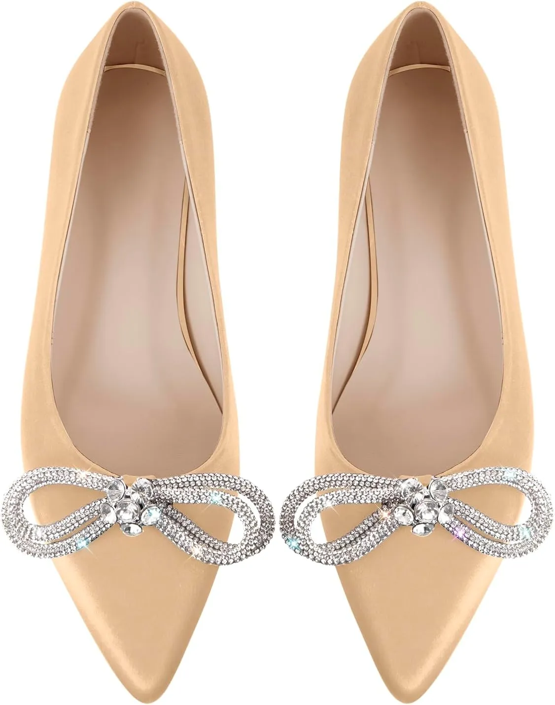 Women's Flats with Rhinestone Bow Pointed Toe Flats for Women Clear Flat