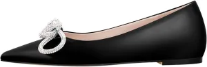 Women's Flats with Rhinestone Bow Pointed Toe Flats for Women Clear Flat