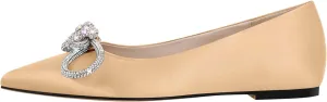 Women's Flats with Rhinestone Bow Pointed Toe Flats for Women Clear Flat