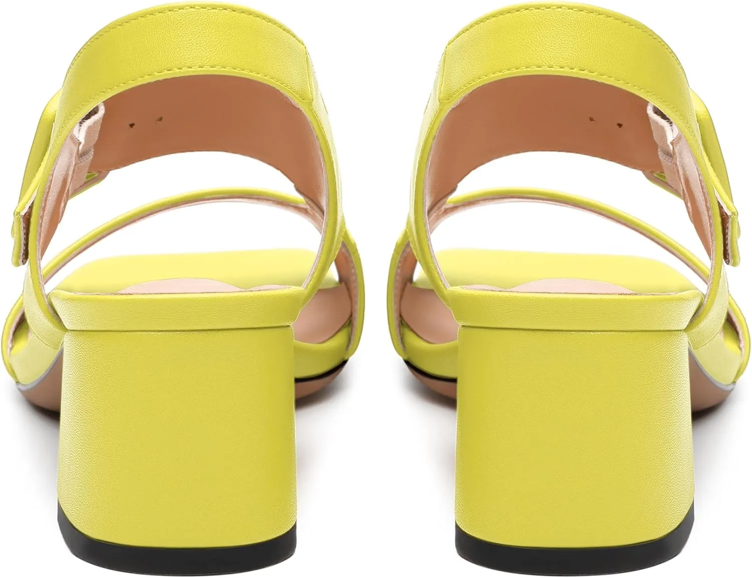 Womens Heeled Sandals Shoes, Square Peep Toe Mid Block Heel Ankle Strap Sandals for Women, Leather Insole Open Toe Chunky Heel Sandals 2"