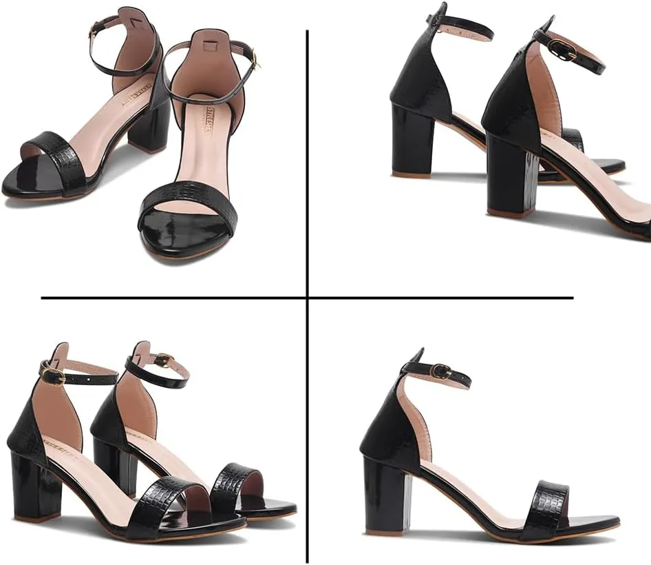 Women's Hi-Chunk High Heel Pump Sandals – Stylish Black Heels for Women, Elegant Heels for Parties, Date Nights, and Special Occasions