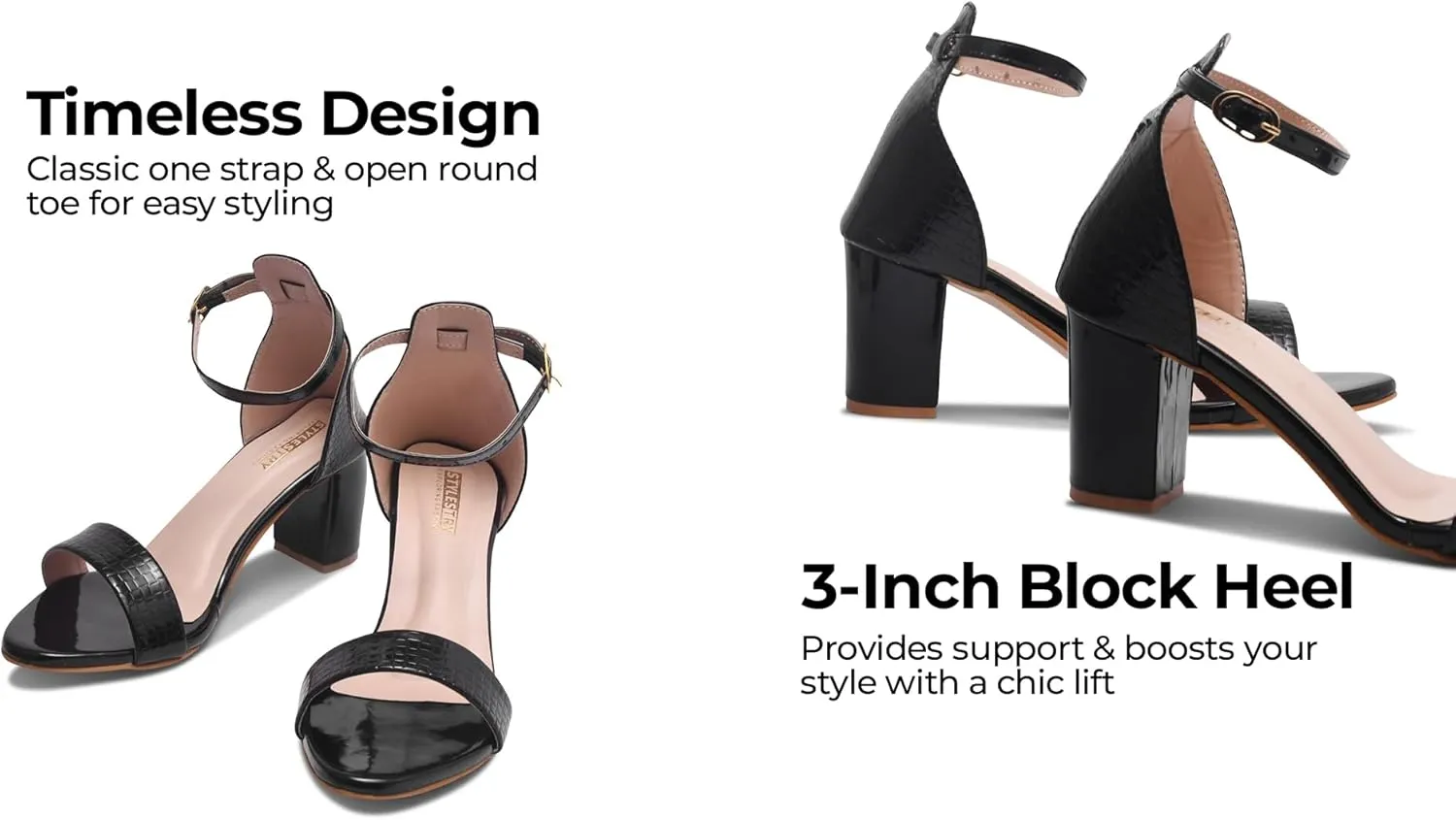 Women's Hi-Chunk High Heel Pump Sandals – Stylish Black Heels for Women, Elegant Heels for Parties, Date Nights, and Special Occasions