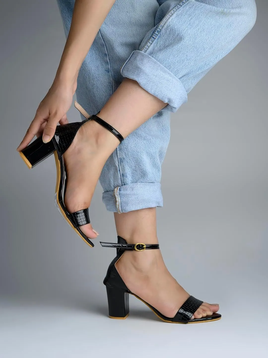 Women's Hi-Chunk High Heel Pump Sandals – Stylish Black Heels for Women, Elegant Heels for Parties, Date Nights, and Special Occasions