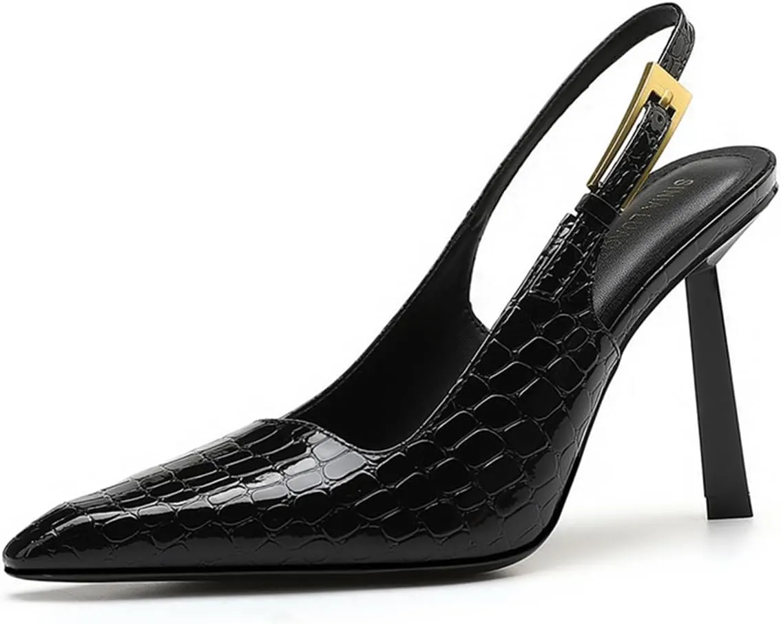 Women's High Heel Sandals Patent leather Needle Buckle Shallow Mouth Sexy Fashion Banquet Shoes