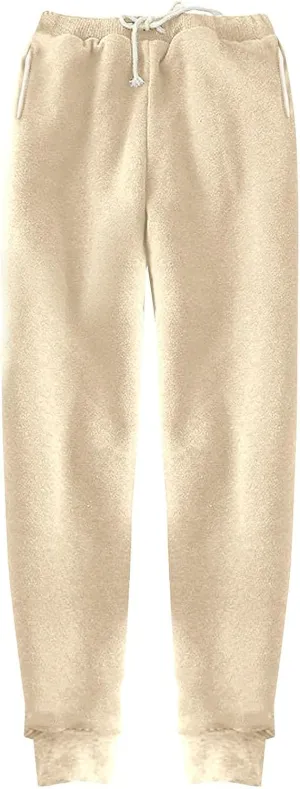 Womens High Waisted Sweatpants Trendy Straight Cuffed Leg Jogger Sport Pant Running Workout Drawstring Casual Trouser