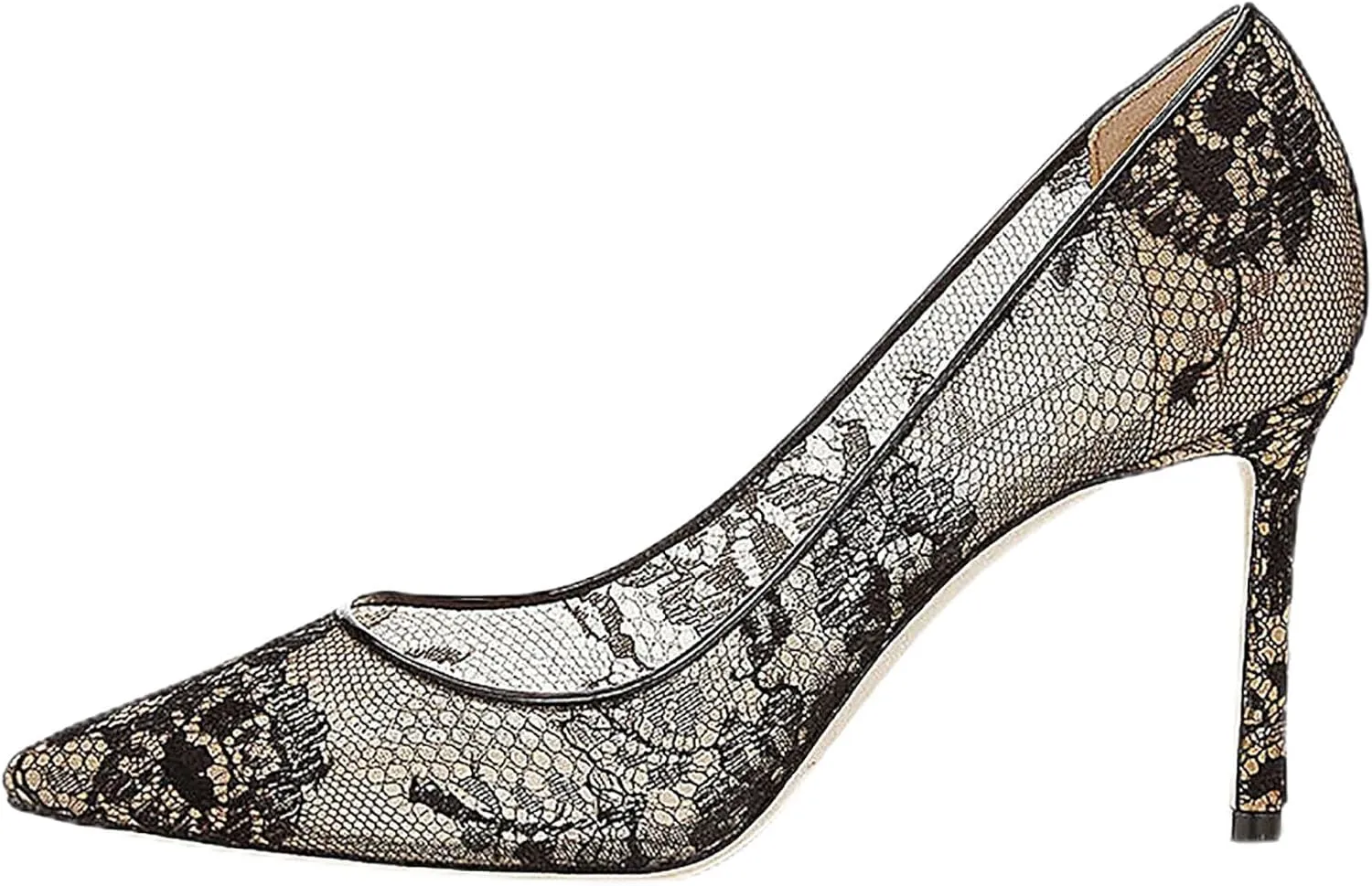 Women's Hollow-Out Lace Stiletto Heeled Sandals Summer Pointed Tip Mesh Embroidered Sexy Closed Toe High Heels Shoes Casual Comfort Pumps Shoes