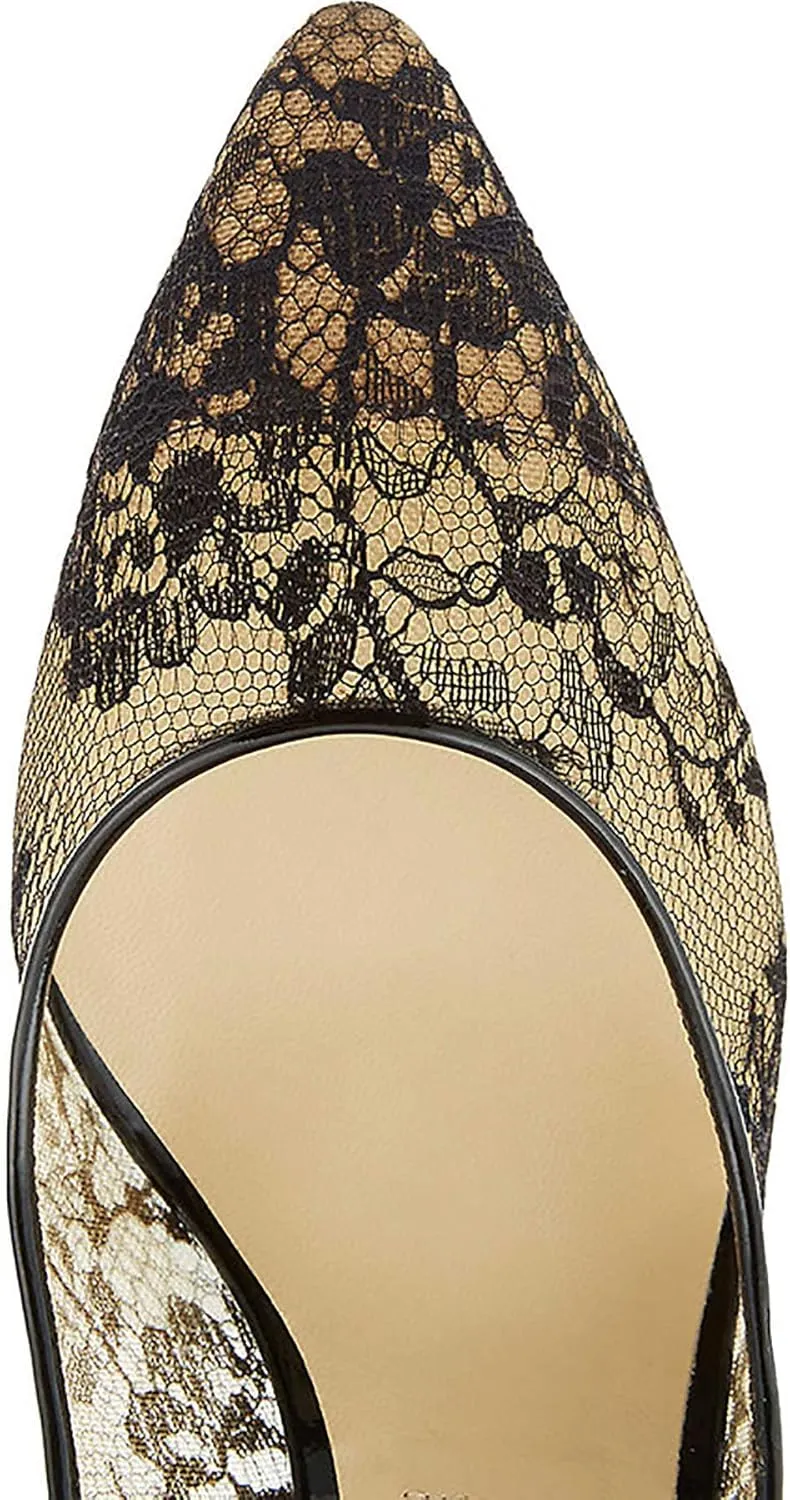 Women's Hollow-Out Lace Stiletto Heeled Sandals Summer Pointed Tip Mesh Embroidered Sexy Closed Toe High Heels Shoes Casual Comfort Pumps Shoes