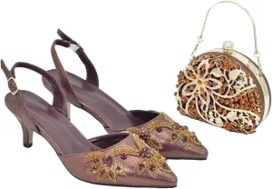 Women's INS Style Rhinestone Party Set - Pointed-Toe Pumps & Elegant Clutch Bag