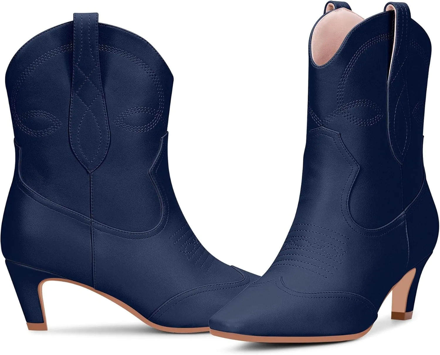 Women's kitten Heel Cowboy Cowgirl Western Ankle Embroided Booties