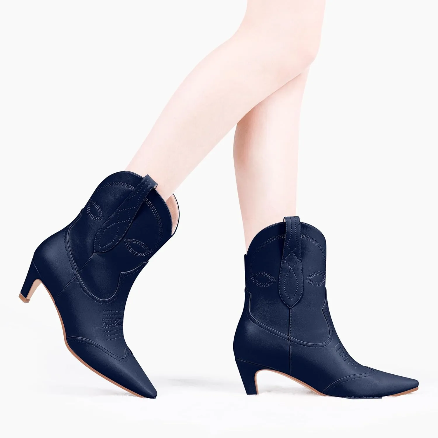 Women's kitten Heel Cowboy Cowgirl Western Ankle Embroided Booties