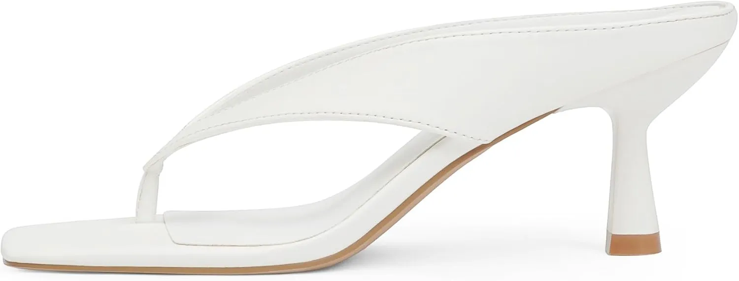 Women’s Kitten Heels Flip Flops Slip On Open Toe Low Heels Thong Square Slide Summer Fashion Party Heeled Dressy Sandals for Women