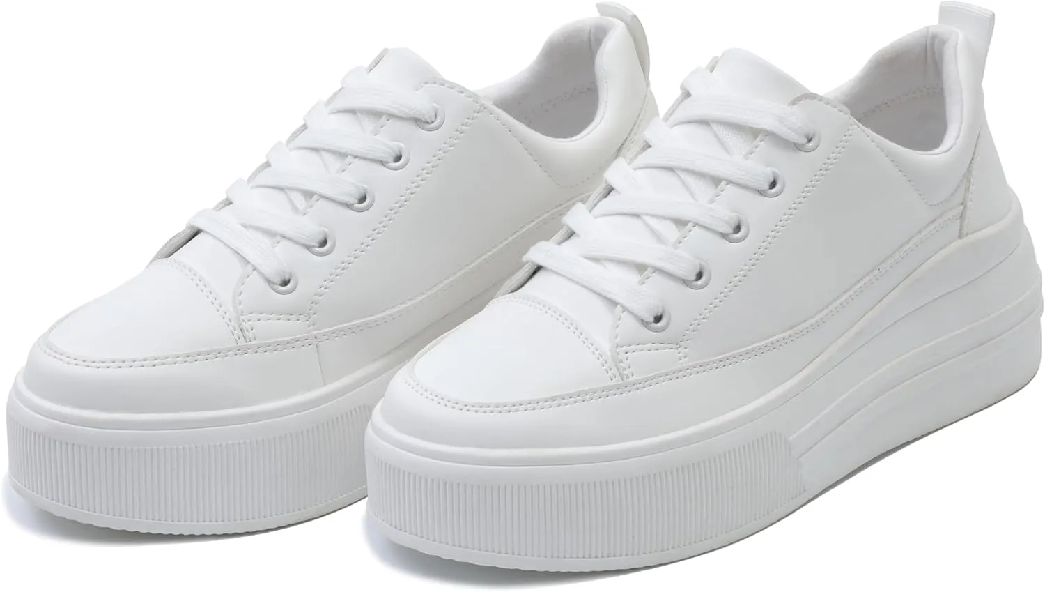 Women's Lace Up High Platform Sneaker, Classic Trendy Fashion PU Shoe