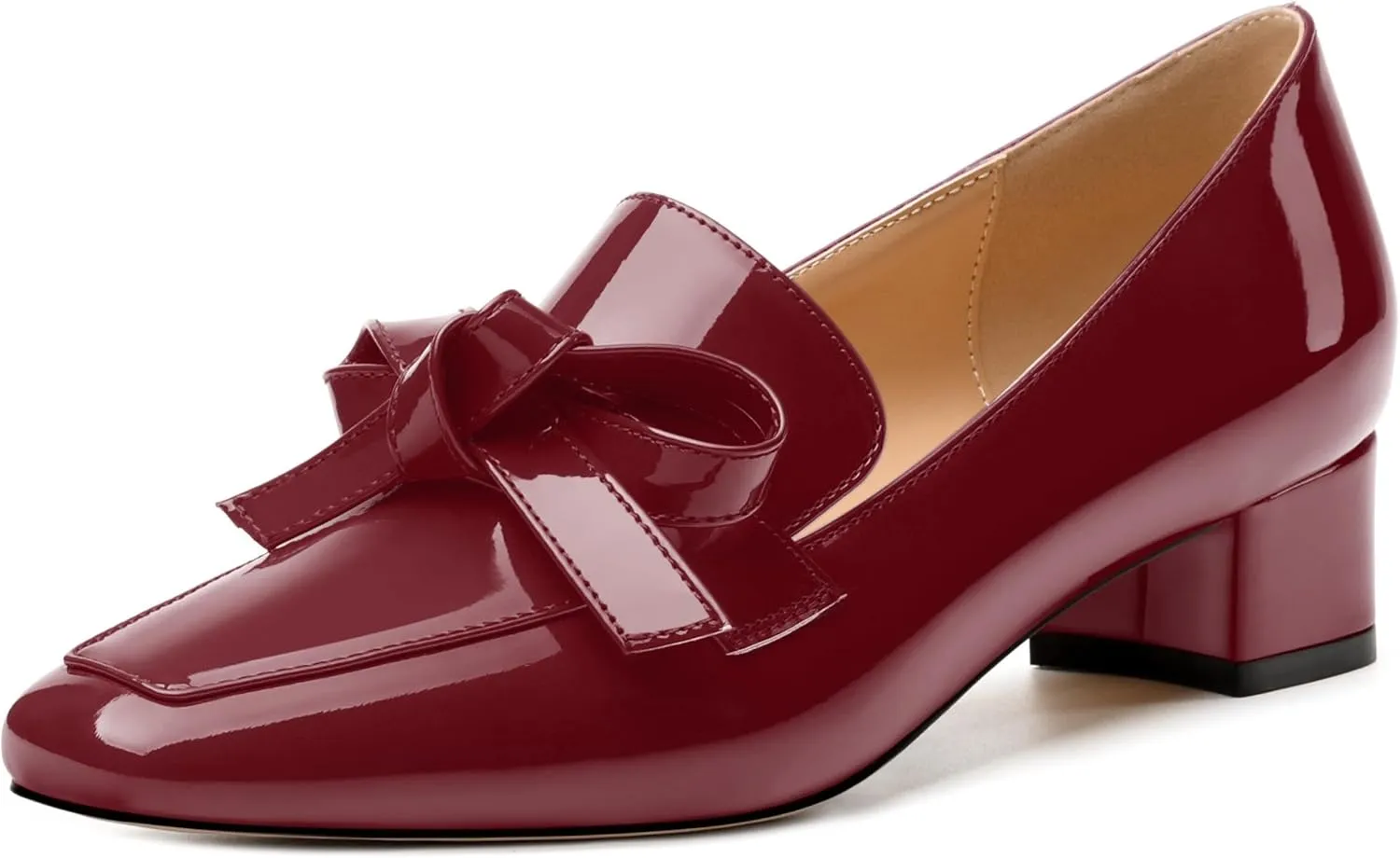 Womens Loafer with Heel, Comfortable Chunky Heels for Women, Loafers Shoes with Bowknot Womens Bunion Dress Shoes