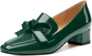 Womens Loafer with Heel, Comfortable Chunky Heels for Women, Loafers Shoes with Bowknot Womens Bunion Dress Shoes