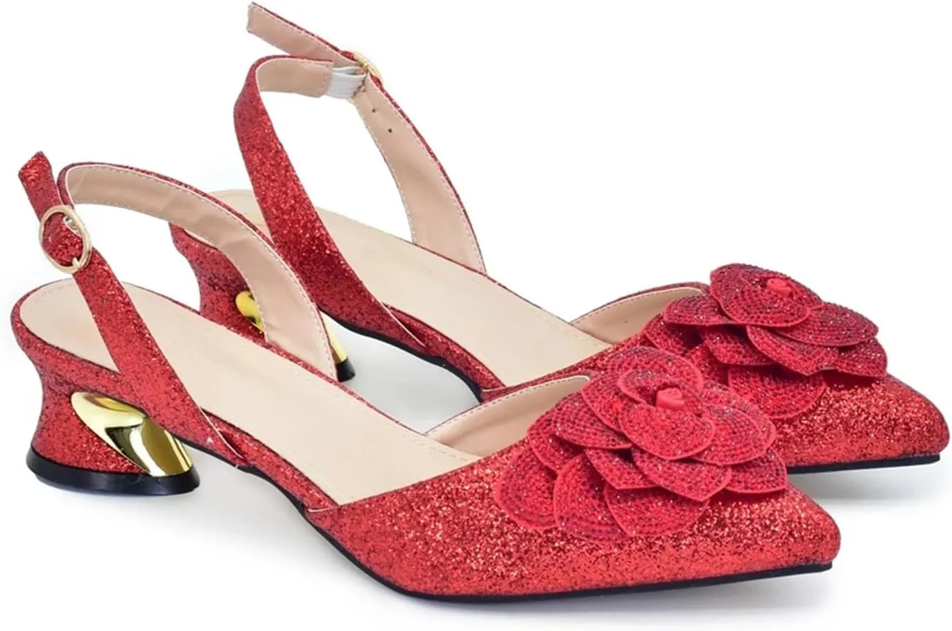 Women's Nigerian Elegant Bridal Set - Rhinestone-Embellished Heels & Party Clutch