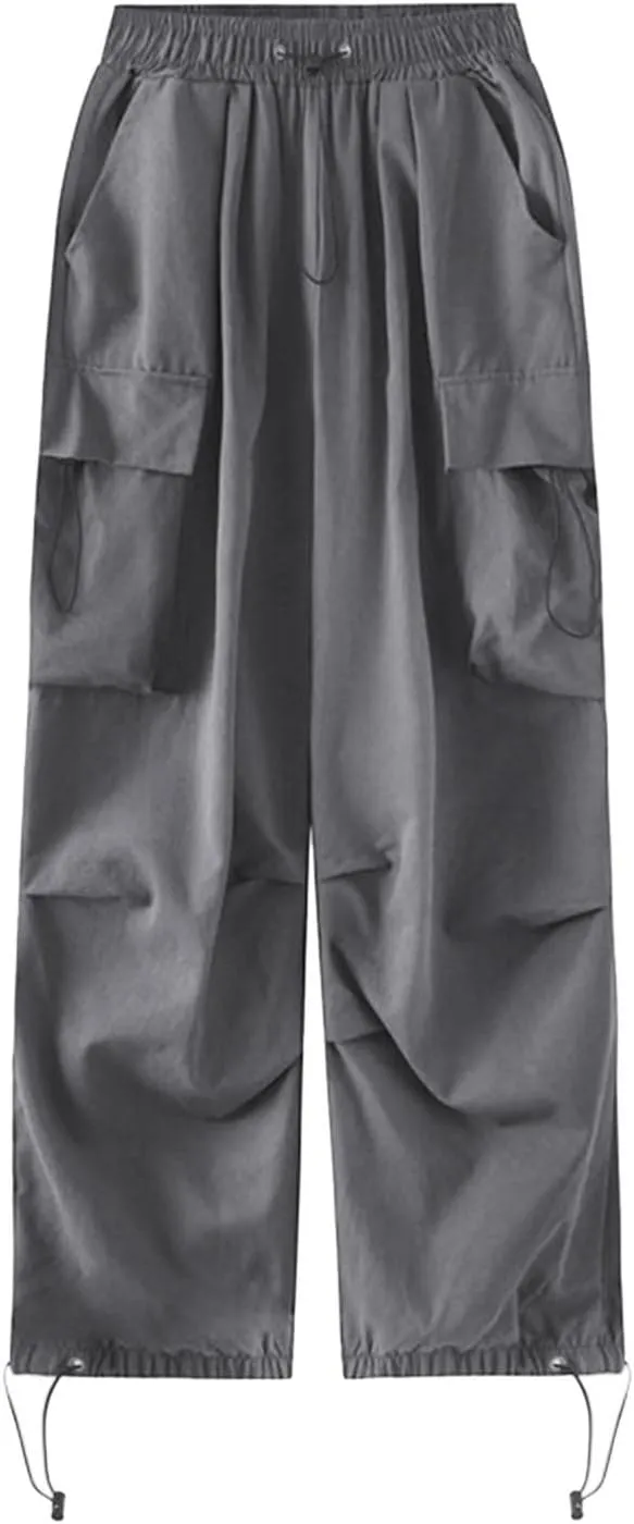 Women's Oversized Baggy Cargo Pants Trendy Flap Pockets Street Hip Hop Y2K Trousers Low Waist Casual Streetwear Pants