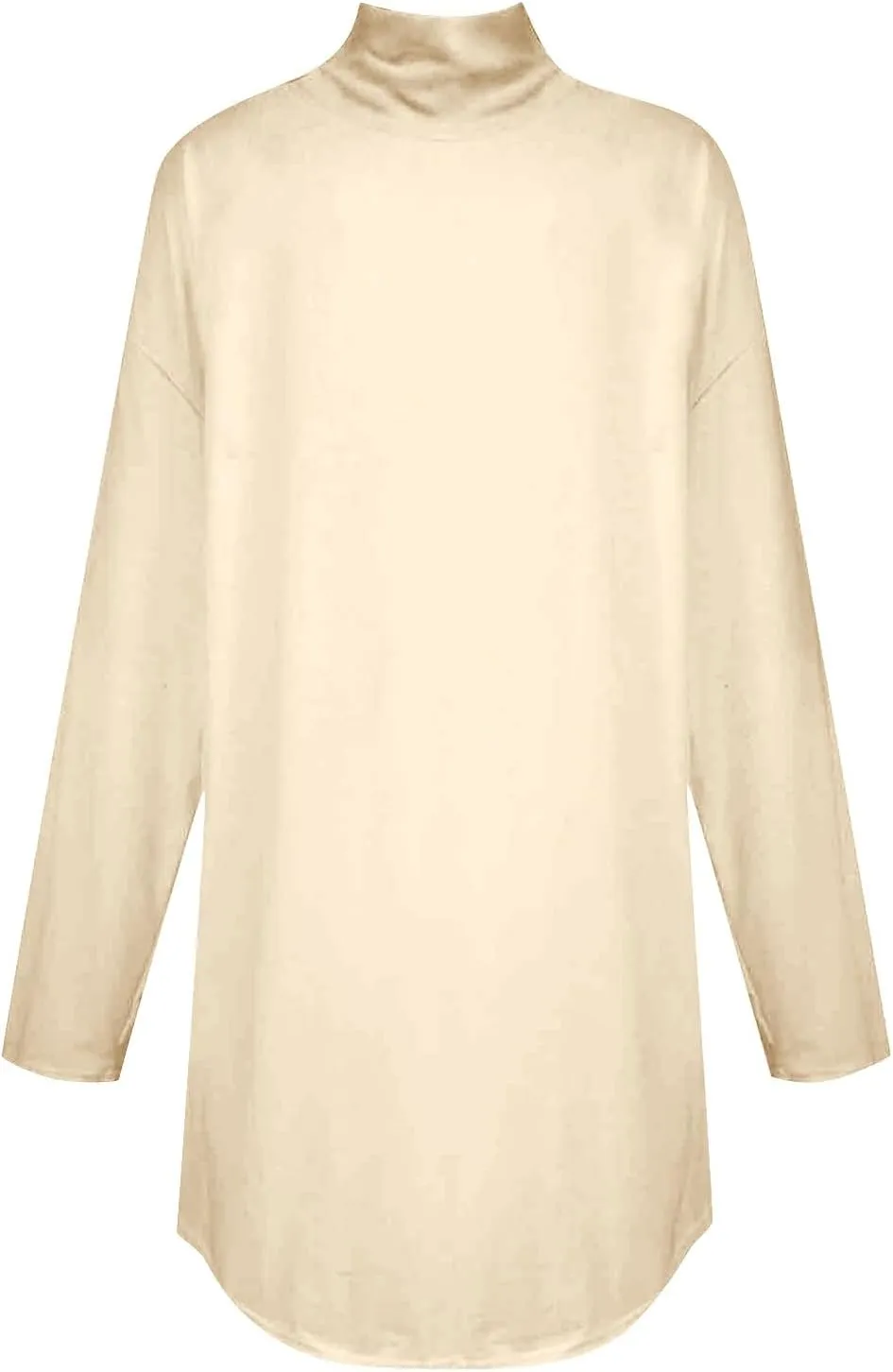 Womens Oversized Long Sleeve Turtleneck Shirt Trendy Mock Turtle Neck Curved Hem Tops Going Out Sports Casual Blouses