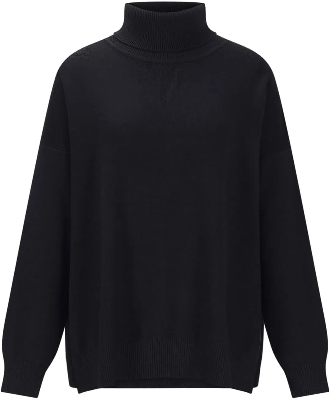 Women's Oversized Turtleneck Sweaters Fall Casual Loose Batwing Sleeve Split Hem Pullovers Knit Sweater Tops