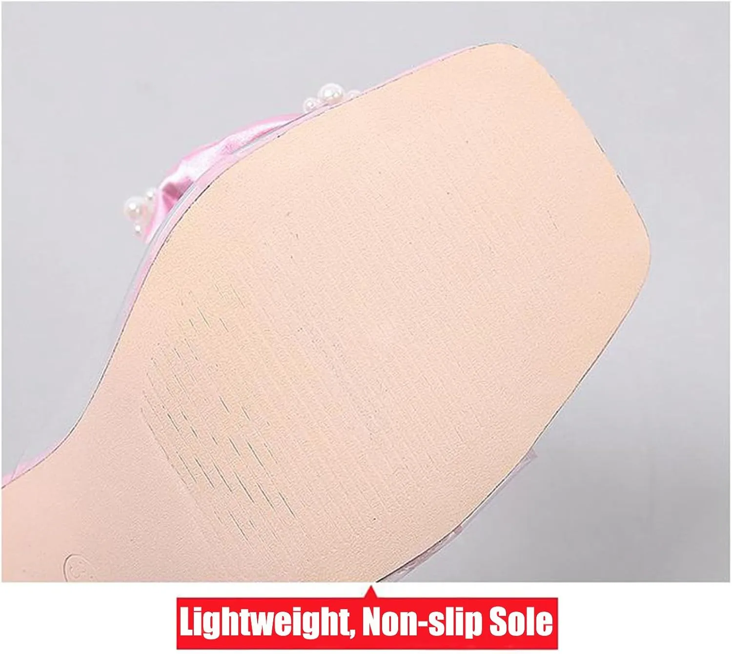 Women's Pearl Bow Square Toe Stiletto Heels Sandals,Square Toe Open Toes Slipper Slip On Dress Kitten High Heels